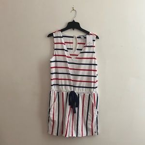 Vineyard Vines Striped Sleeveless V-Neck Romper